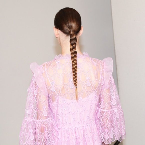 NWT Self-Portrait Tear Drop Mesh Maxi Dress Lilac Size 0 - Picture 4 of 7